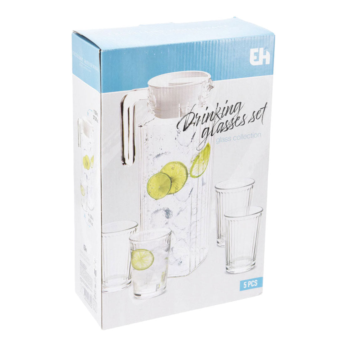 Drinkglazenset met kan, 5dlg.