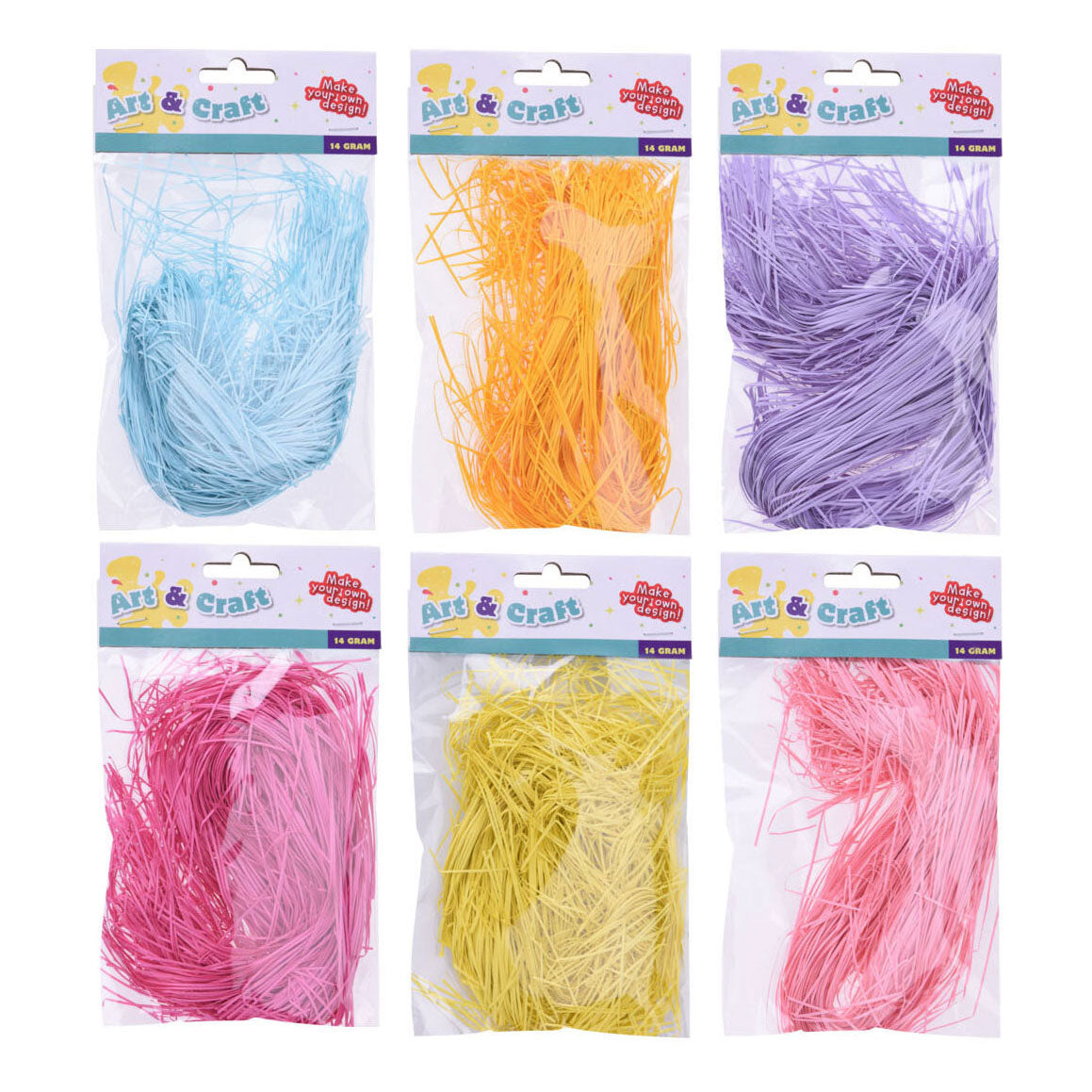 Gekleurd raffia 14gr.