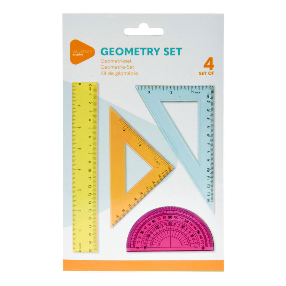 Geometrie set gekleurd, 4dlg.