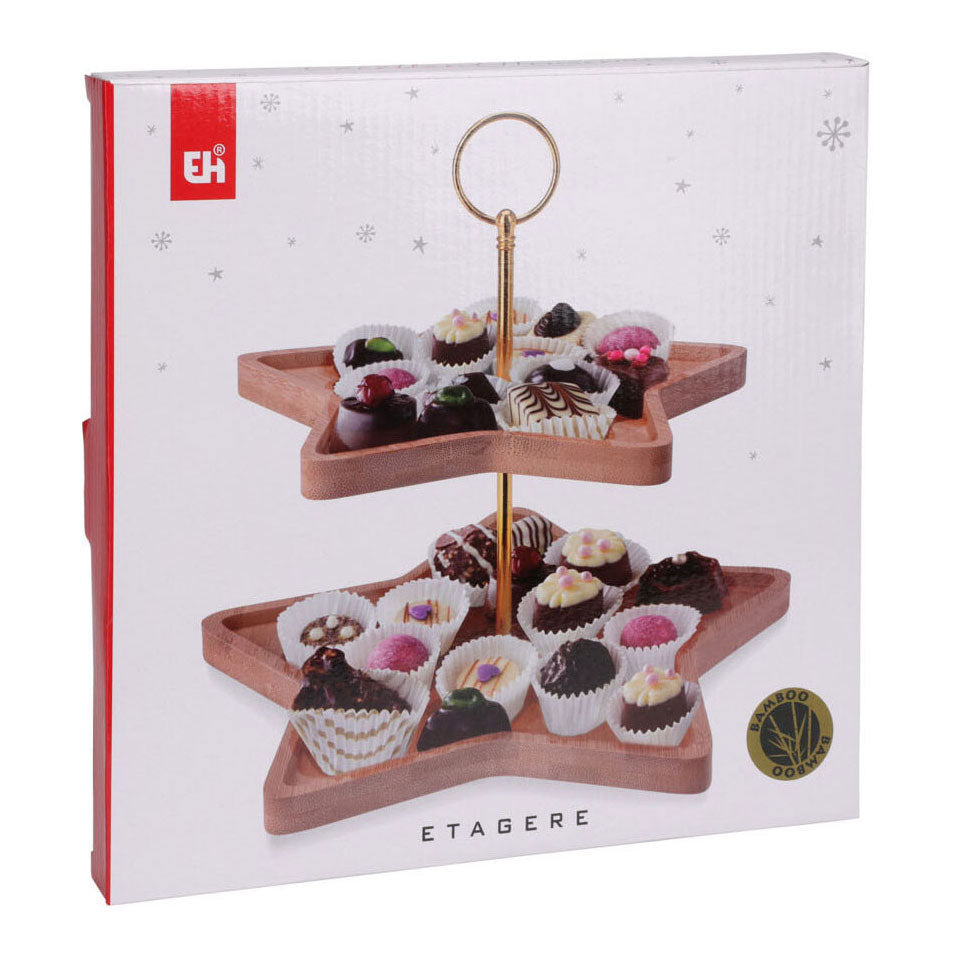 Etagere ster bamboe 2-laags