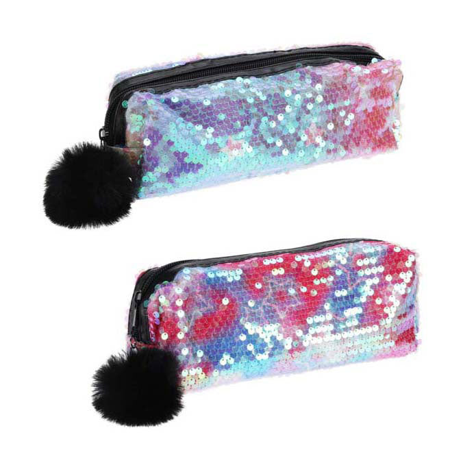 Etui met pailletten en pompom