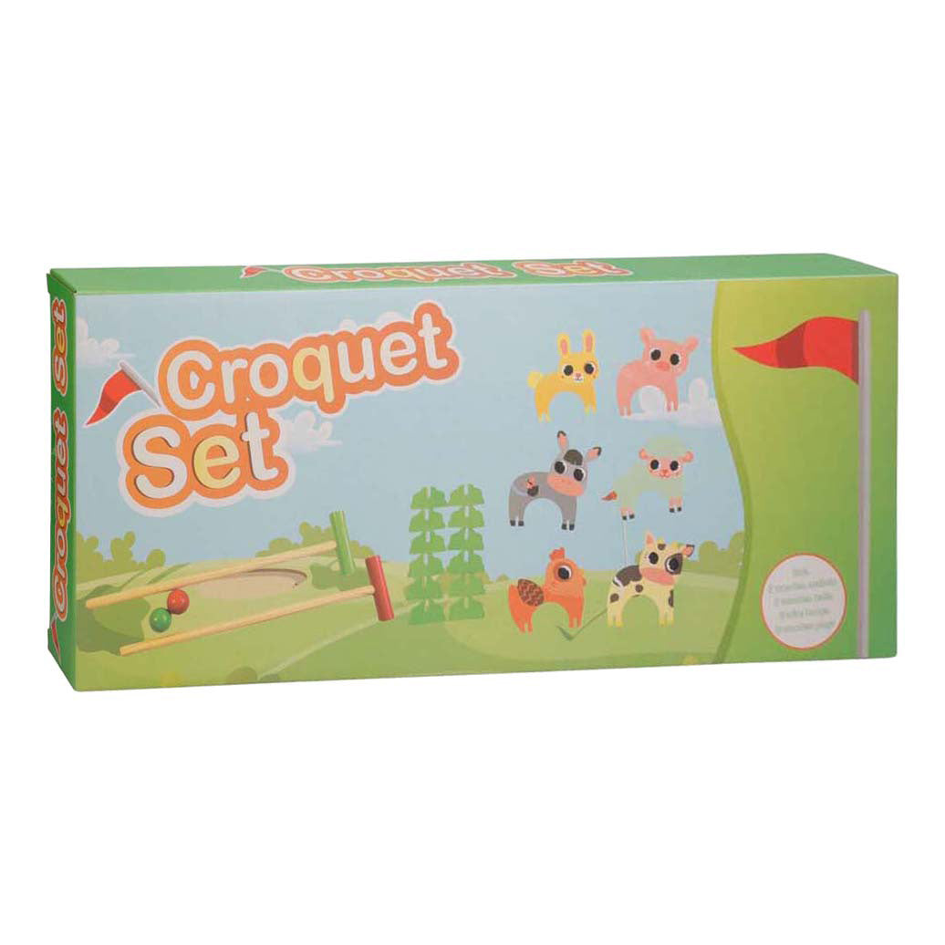 Houten boerderij dieren croquetspel