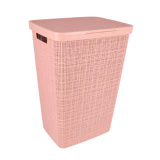 Curver wasmand met deksel jute-look 58l roze