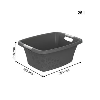 Rotho wasmand 25 liter flowers grey