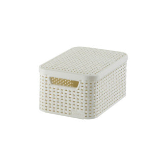 Curver style mandje 6l s deksel vintage wit