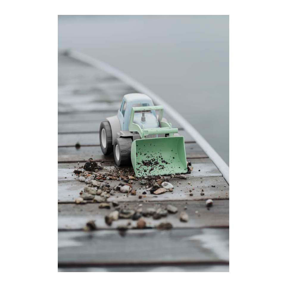 Dantoy tractor met voorlader groen blauw, 30cm
