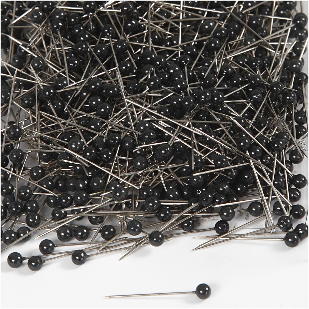 Creativ company kaart pinnen, l: 25 mm, d 4 mm, zwart, 1000 stuk 1 doos
