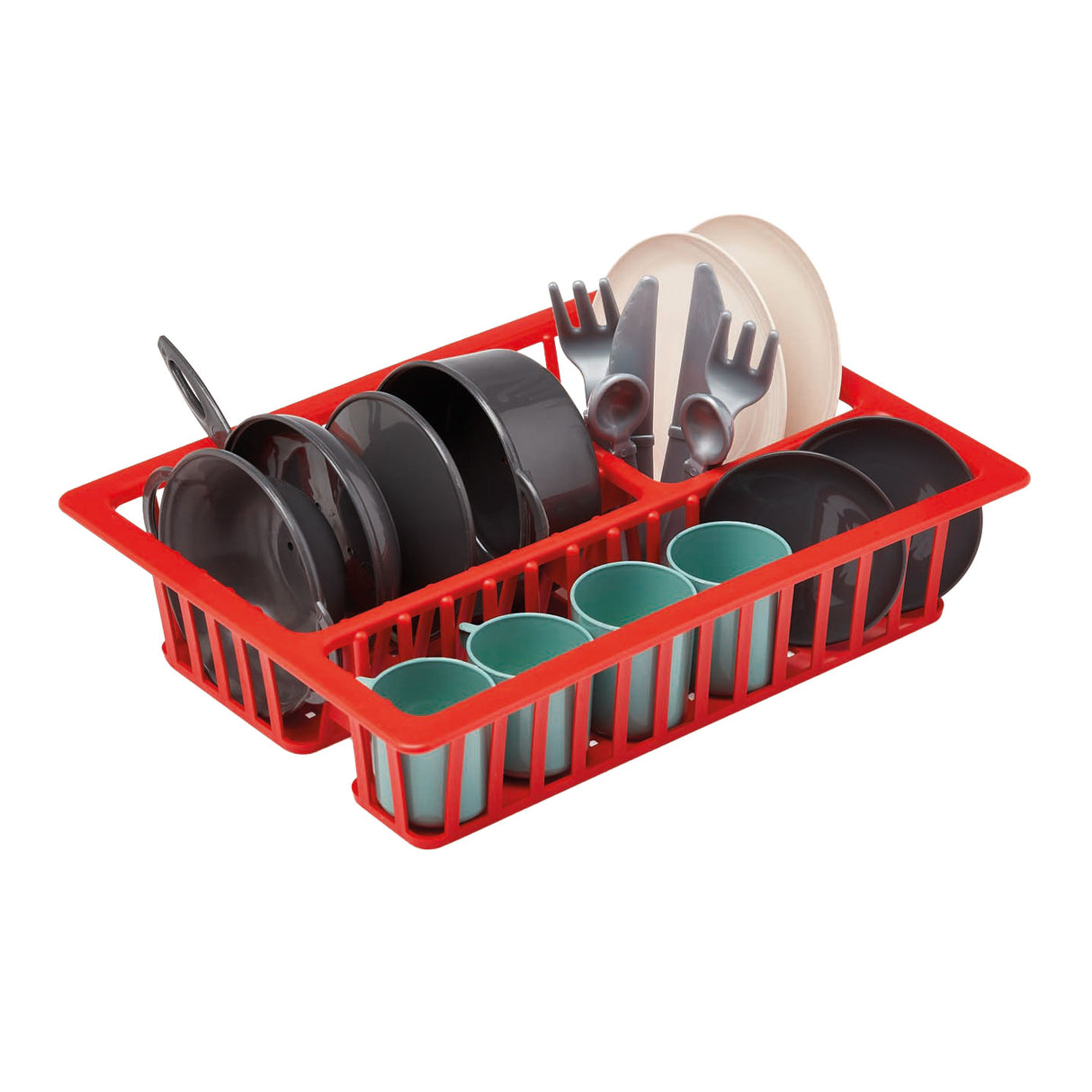 Ecoiffier 100% chef afwasrek met pannen en servies,