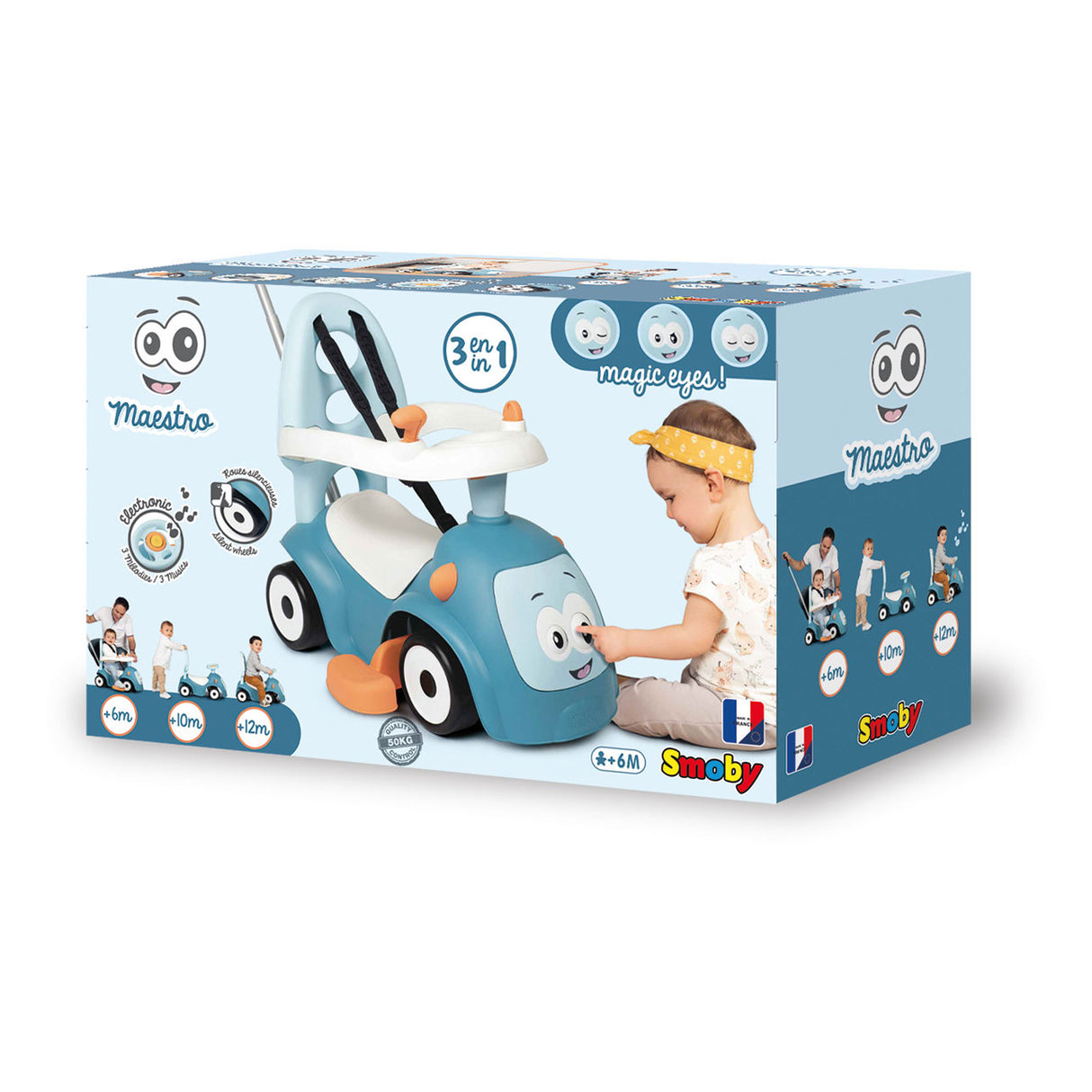 Smoby maestro ride on loopauto blauw
