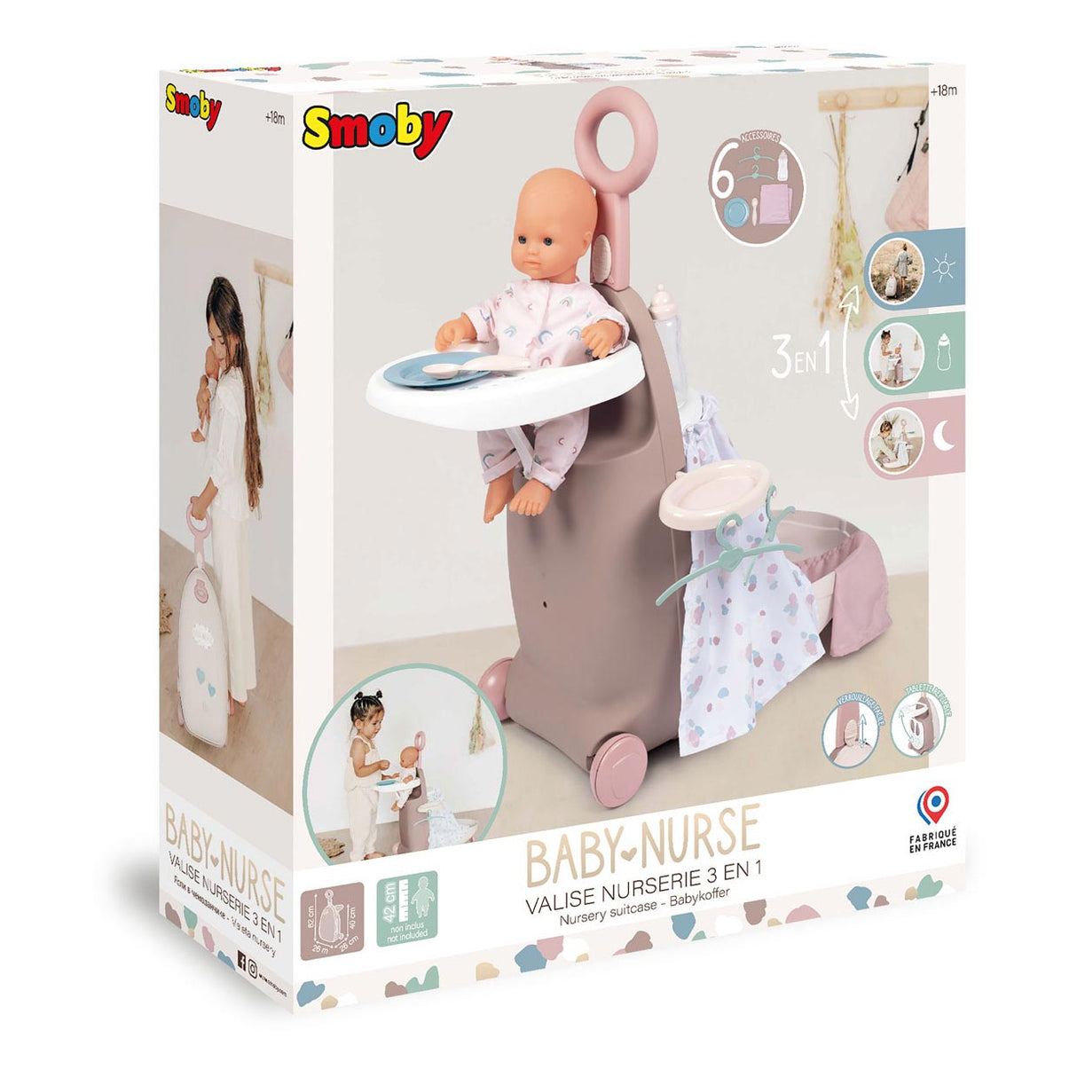 Smoby - Baby Nurse Verzorgingstrolley 3in1
