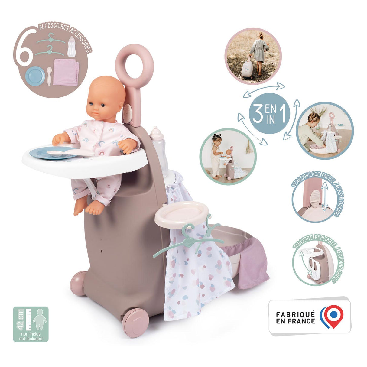 Smoby - Baby Nurse Verzorgingstrolley 3in1