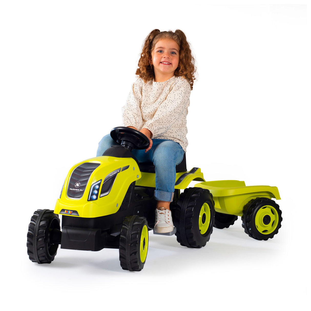 Smoby farmer xl traptractor met trailer groen