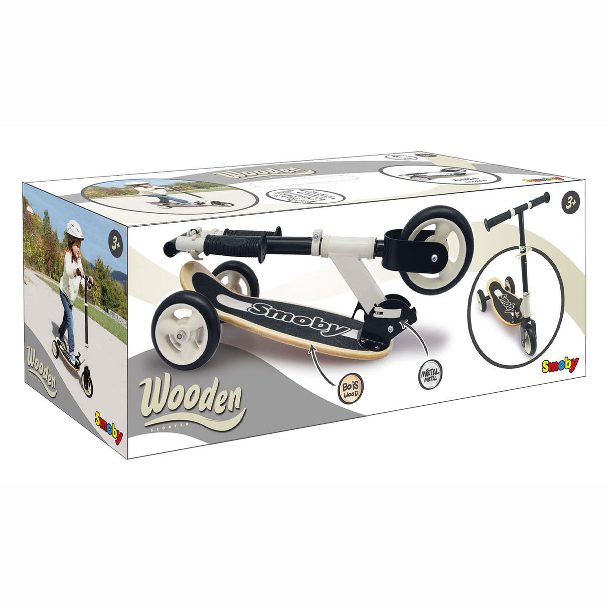 Smoby houten 3-wiel kinderstep blauw