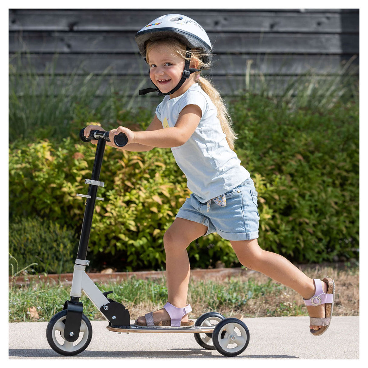 Smoby houten 3-wiel kinderstep blauw
