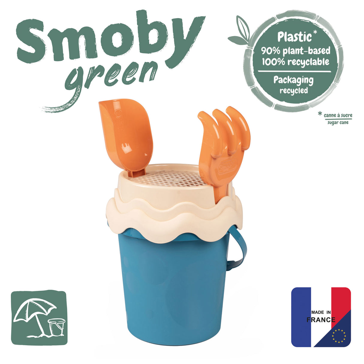 Smoby green strandset blauw, 3dlg.