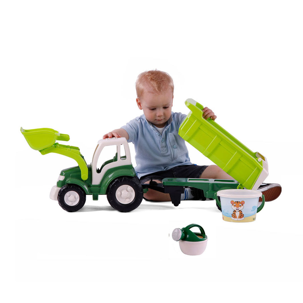 Cavallino xl tractor groen met kiep- aanhangwagen en emmerset, 9dlg.