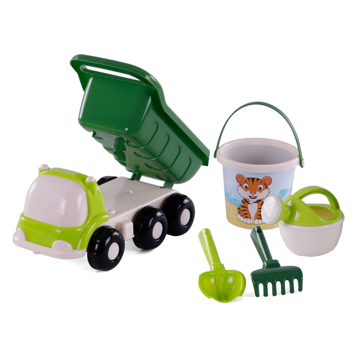 Cavallino strand kiepwagen met emmerset groen, 5dlg.