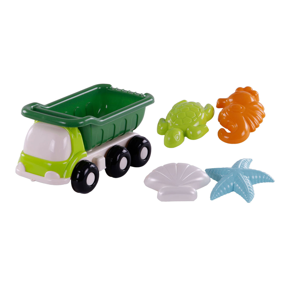 Cavallino strand kiepwagen met 4 zandvormen groen