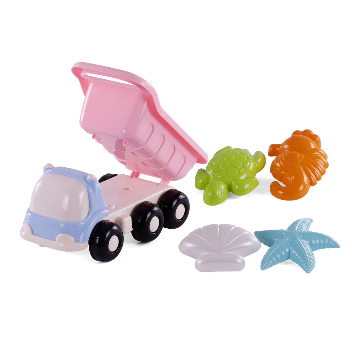 Cavallino strand kiepwagen met 4 zandvormen roze
