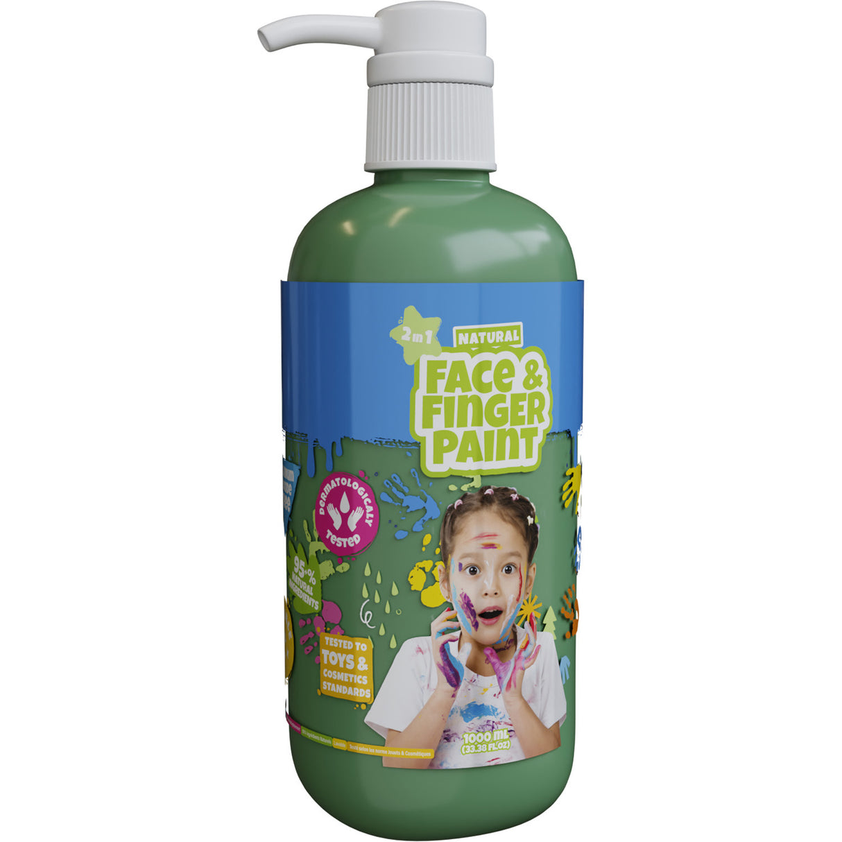 Boti natural face fingerpaint fles met pompje - groen, 1l