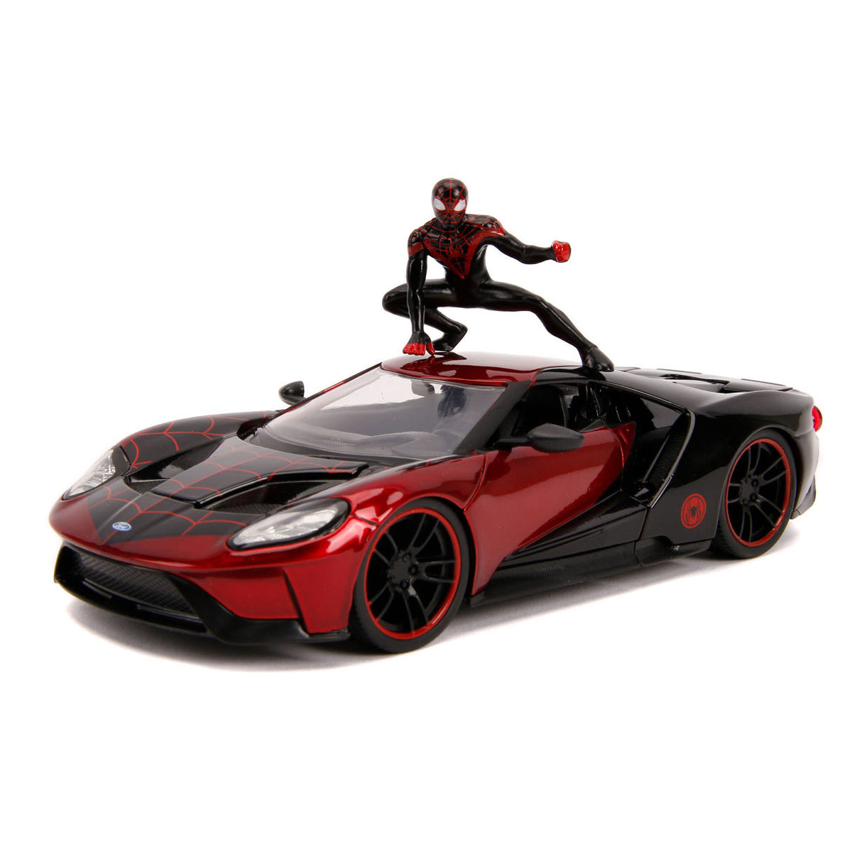 Jada Marvel Miles Morales Spiderman met 2017 Ford GT Auto 1:24