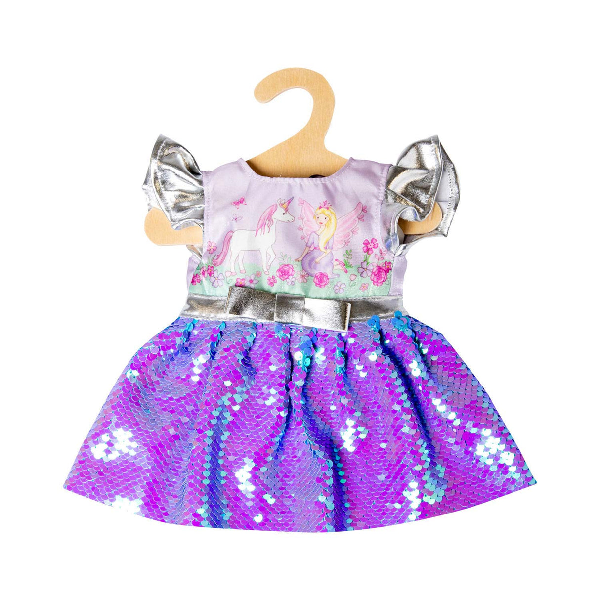 Heless poppenjurk fee en eenhoorn met sequins en kroon, 28-35 cm
