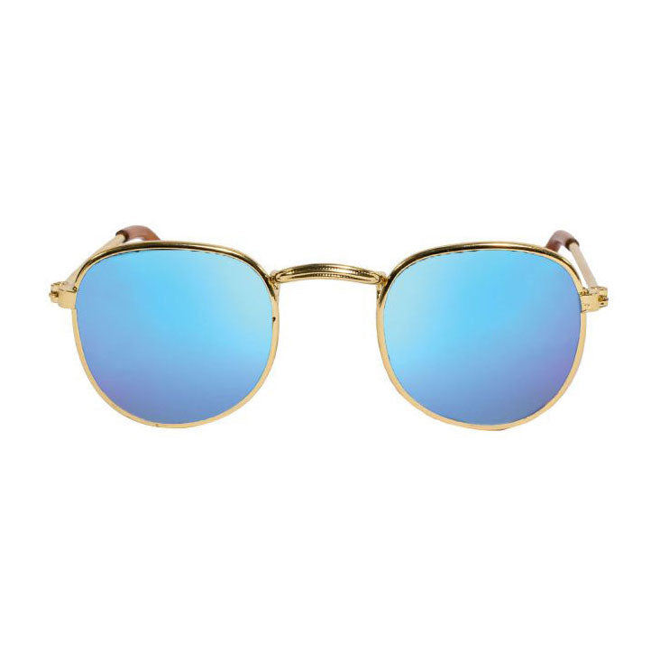 Heless poppen zonnebril goud blauw gespiegeld
