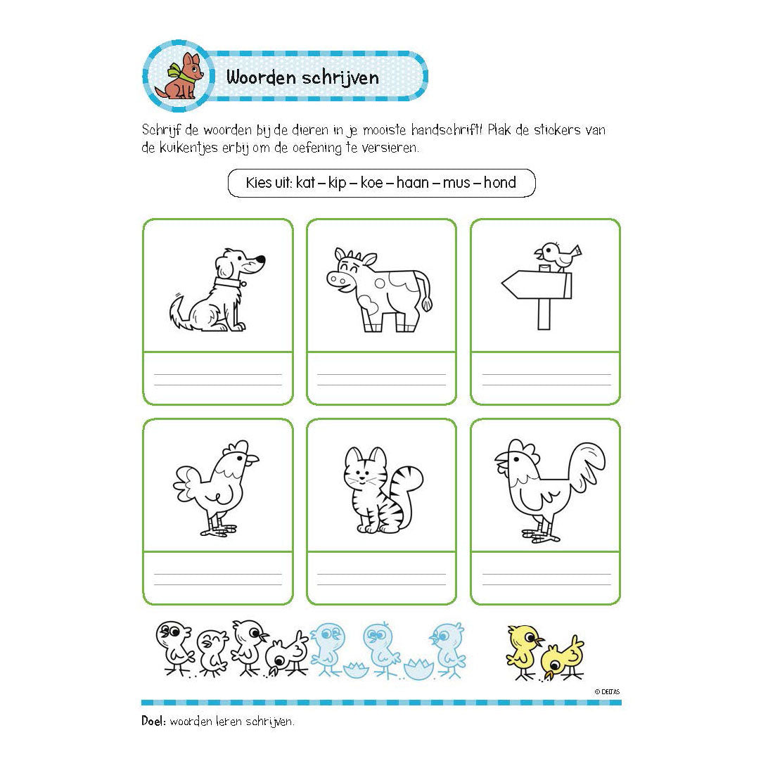 Deltas oefenboek met stickers - leuke schrijfoefeningen (6-7 jaar)