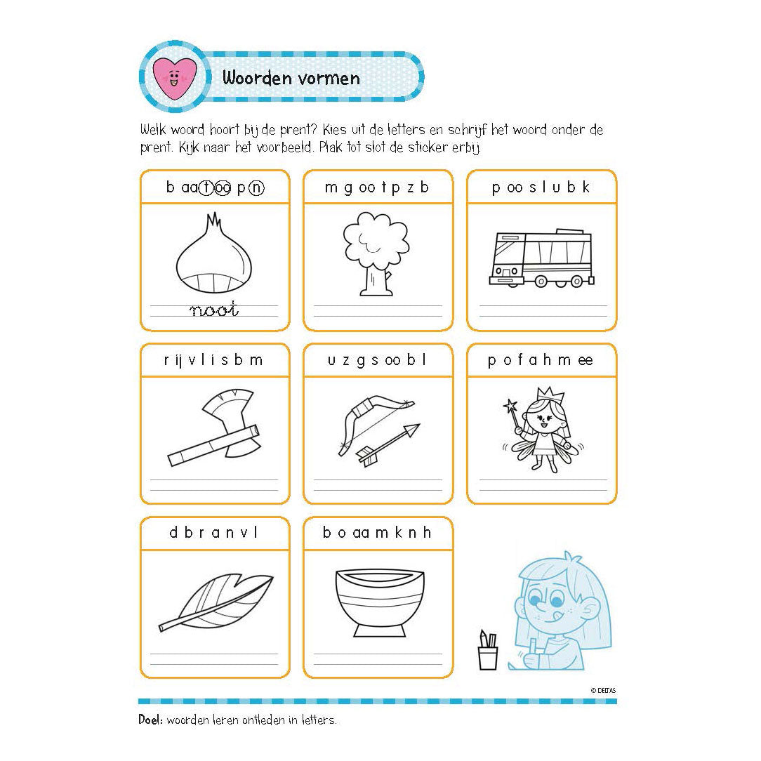 Deltas oefenboek met stickers - leuke schrijfoefeningen (6-7 jaar)