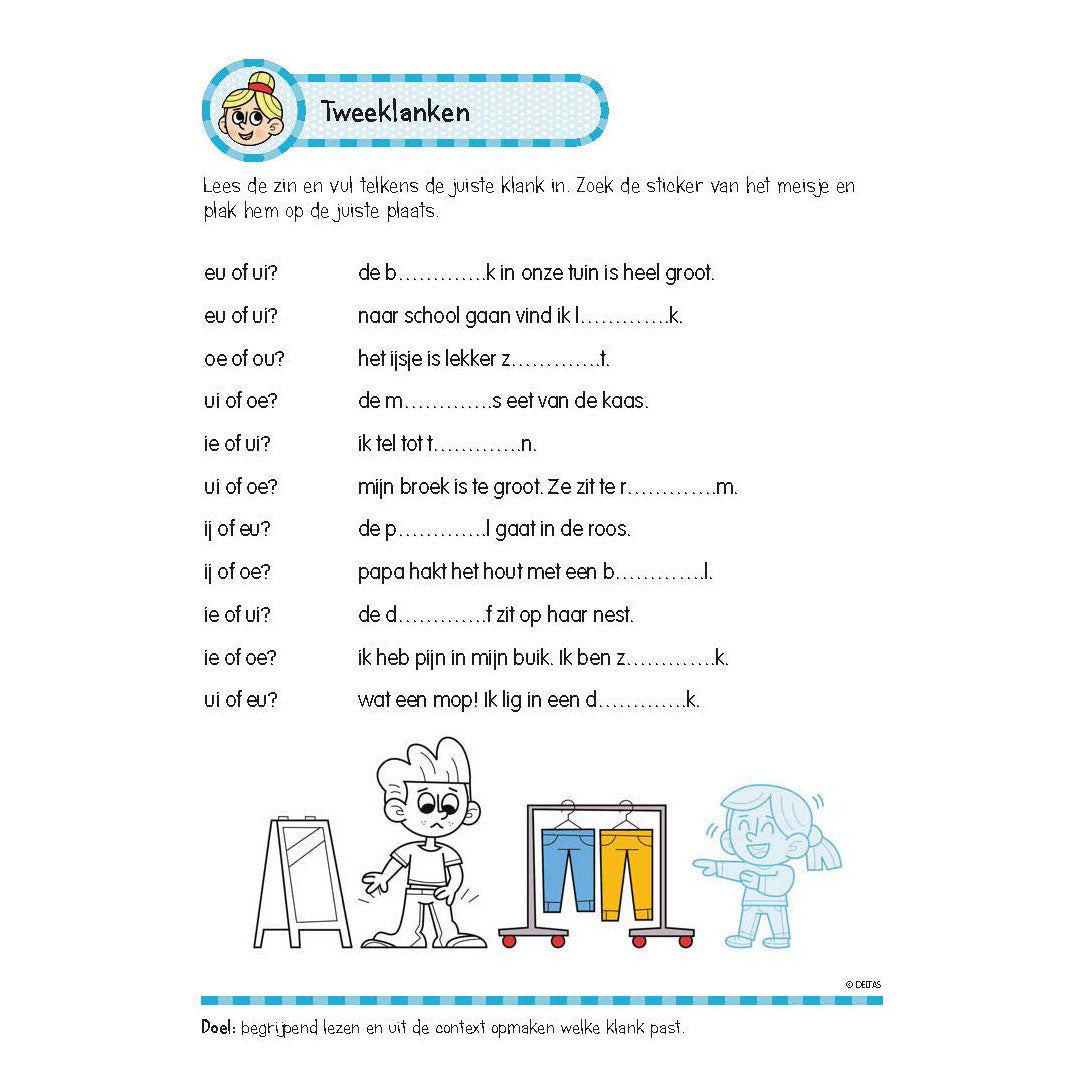 Deltas oefenboek met stickers - leuke leesoefeningen (6-7 jaar)