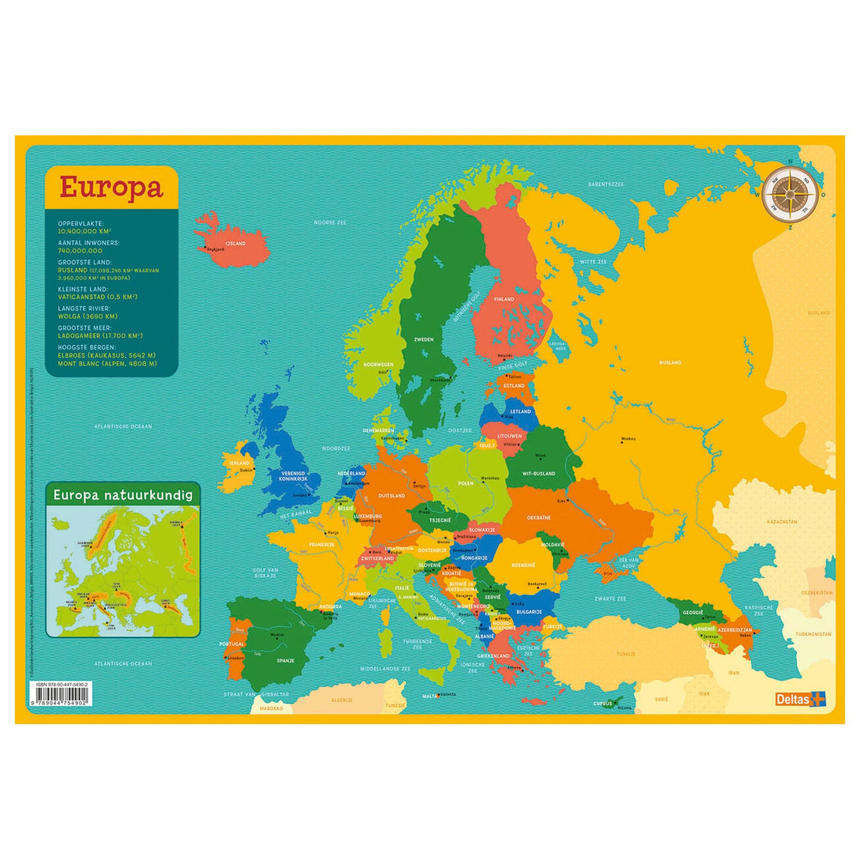 Deltas educatieve onderlegger - kaart europa