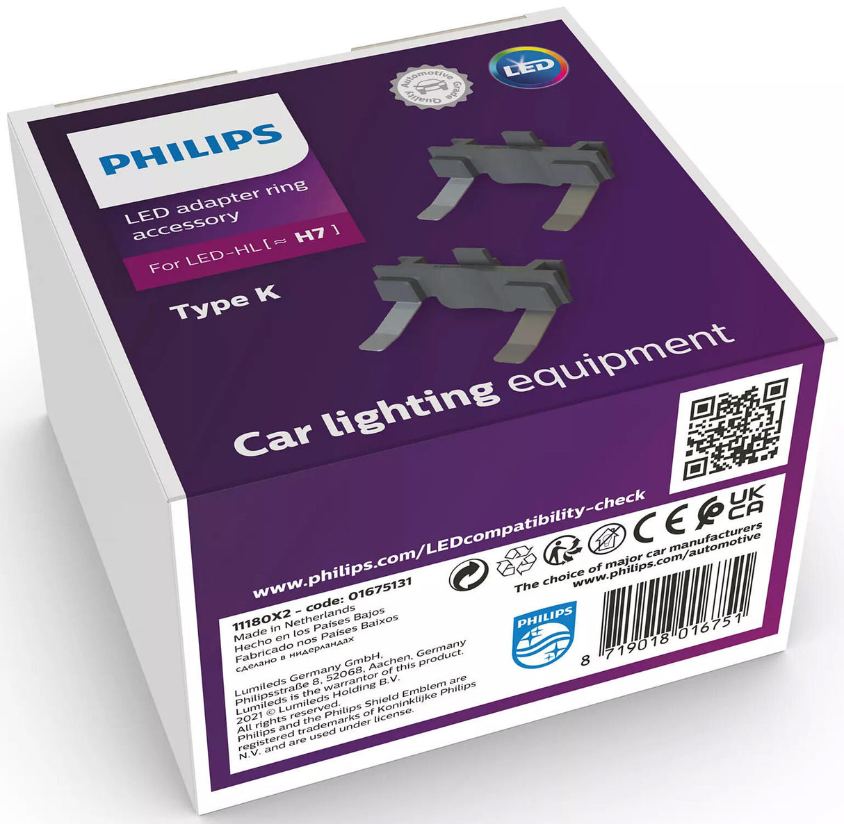 Philips adapter ultinon pro6000 adapter ring led h7 type 11180x2