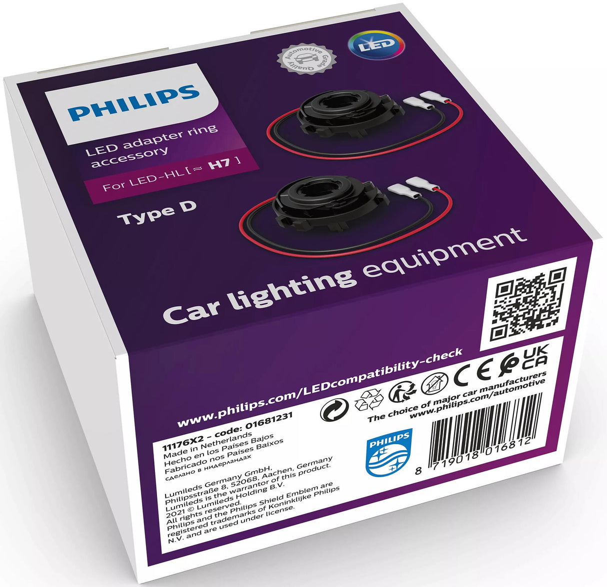 Philips adapter ultinon pro6000 adapter ring led h7 type 11176x2