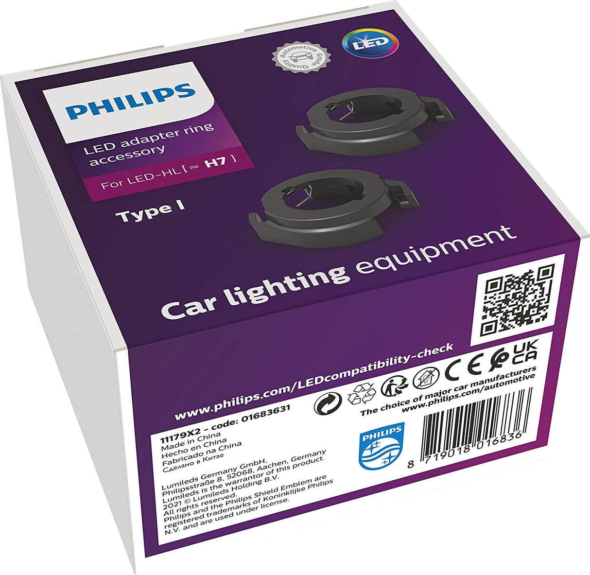 Philips adapter ultinon pro6000 adapter ring led h7 type 11179x2