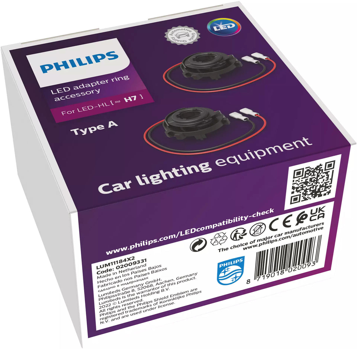 Philips adapter ultinon pro6000 adapter ring led h7 type 11184x2