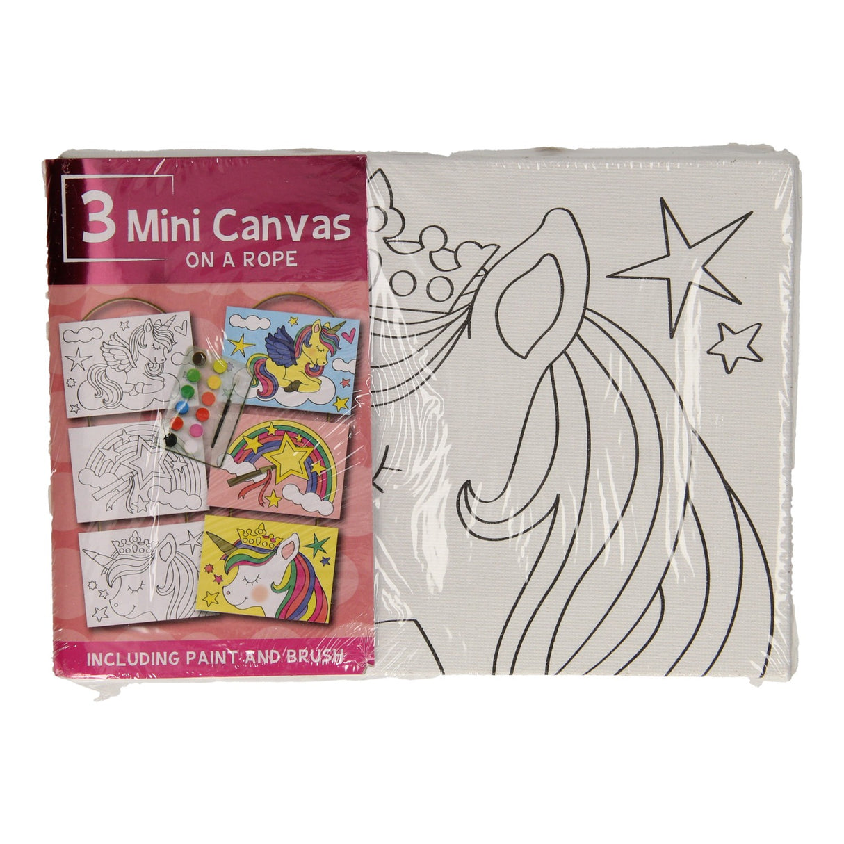 Canvas schilderset eenhoorn, set van 3 stuks.