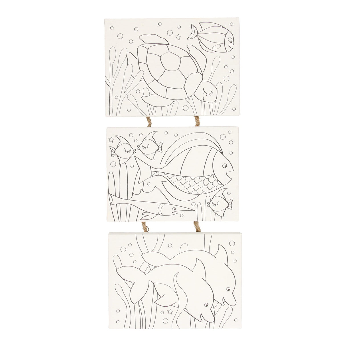 Canvas schilderset onderwaterwereld, set van 3 stuks