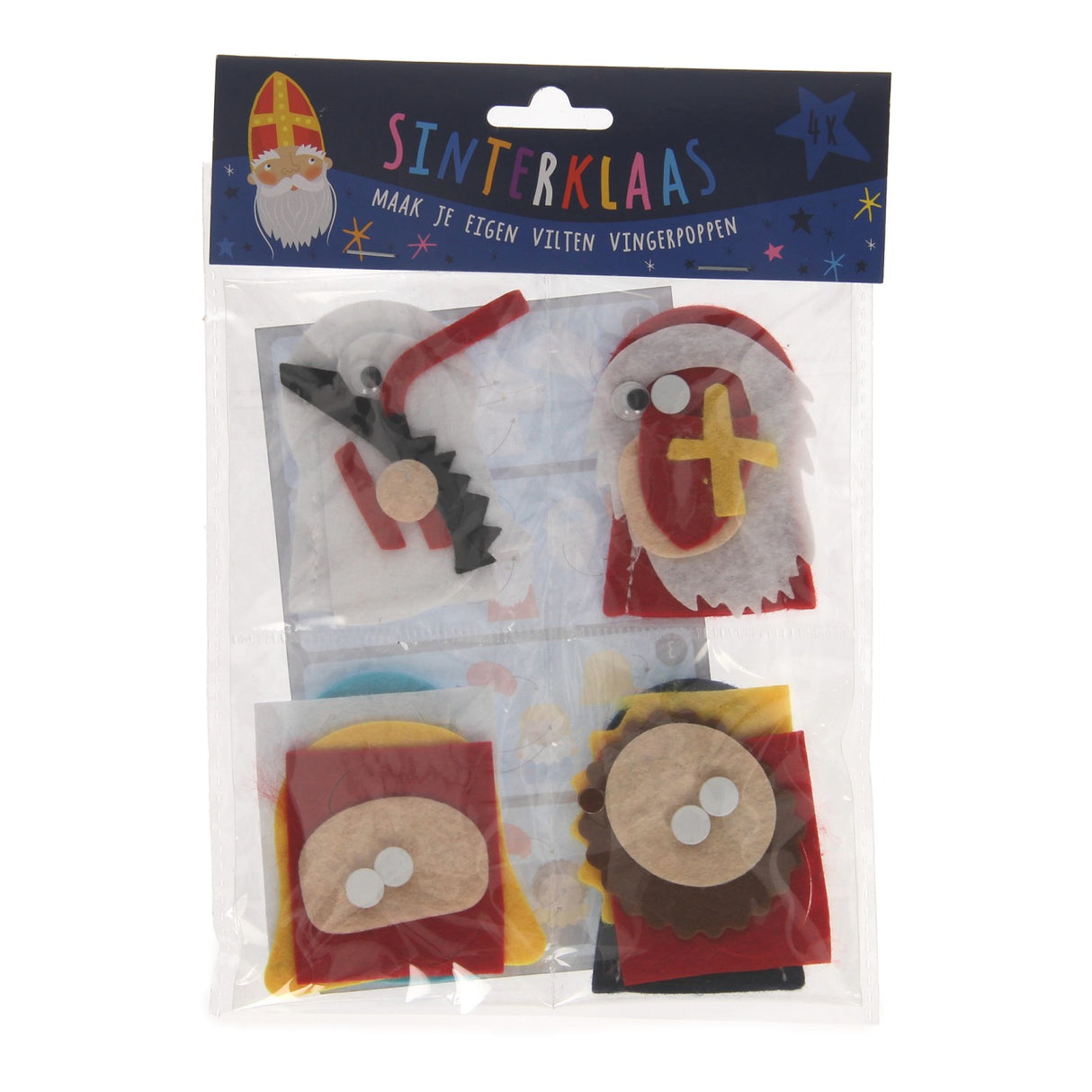 Maak je eigen vilten vingerpoppen sinterklaas, 4st.