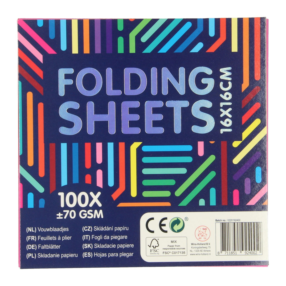 Wins holland gekleurde vouwblaadjes 16x16cm, 100st.