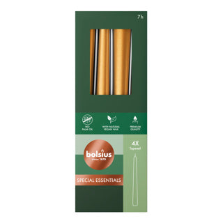 Gotische kaarsen 245 24 4x metallic golden orange