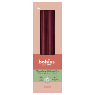 Bolsius gotische kaarsen 245 24 doos 4 metallic red