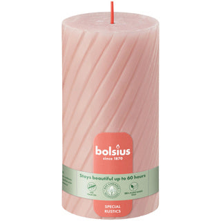 Bolsius rustiek twist stompkaars 130 68 mistig roze