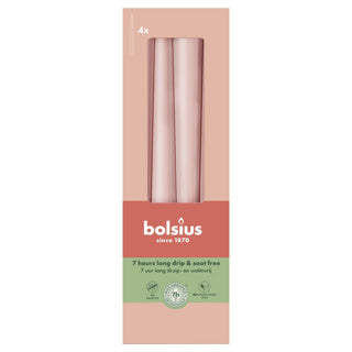 Bolsius gotische kaarsen 245 24 doos 4 mistig roze