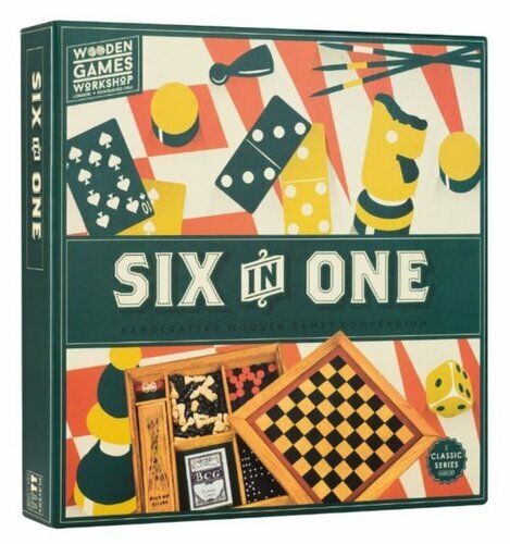 Van der doelen wooden games workshop 6 in 1 spellendoos hout