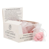 Amberblokje roos rose 2,5 cm organza zakje 4 stuks