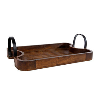 No brand dienblad antiek bruin mango 40x25x6,5 cm