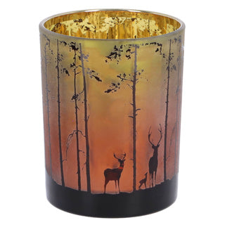 Geen merk theelichthouder bos m groen rood glas10x10x12,5