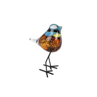 No brand sculptuur vogel op voet glas 12x8,5x14,5 cm