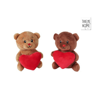 Take me home knuffel pluche - beer met hart, 15cm