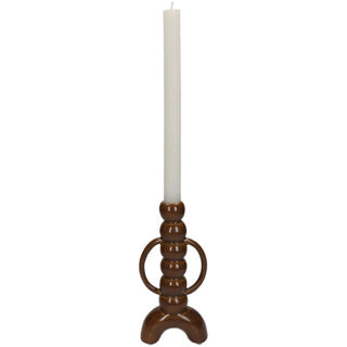 No brand kandelaar fine earthenware brown 10x4.5x21.5cm